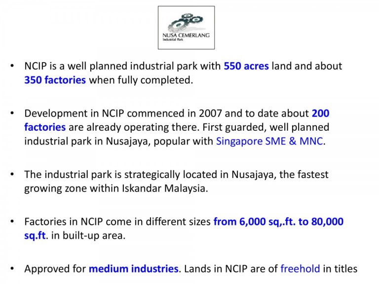 Johor Factory Malaysia Industry Nusa-Cemerlang-Industrial-Park-April-2020-02-768x576 Nusa Cemerlang Industrial Park - NCIP  