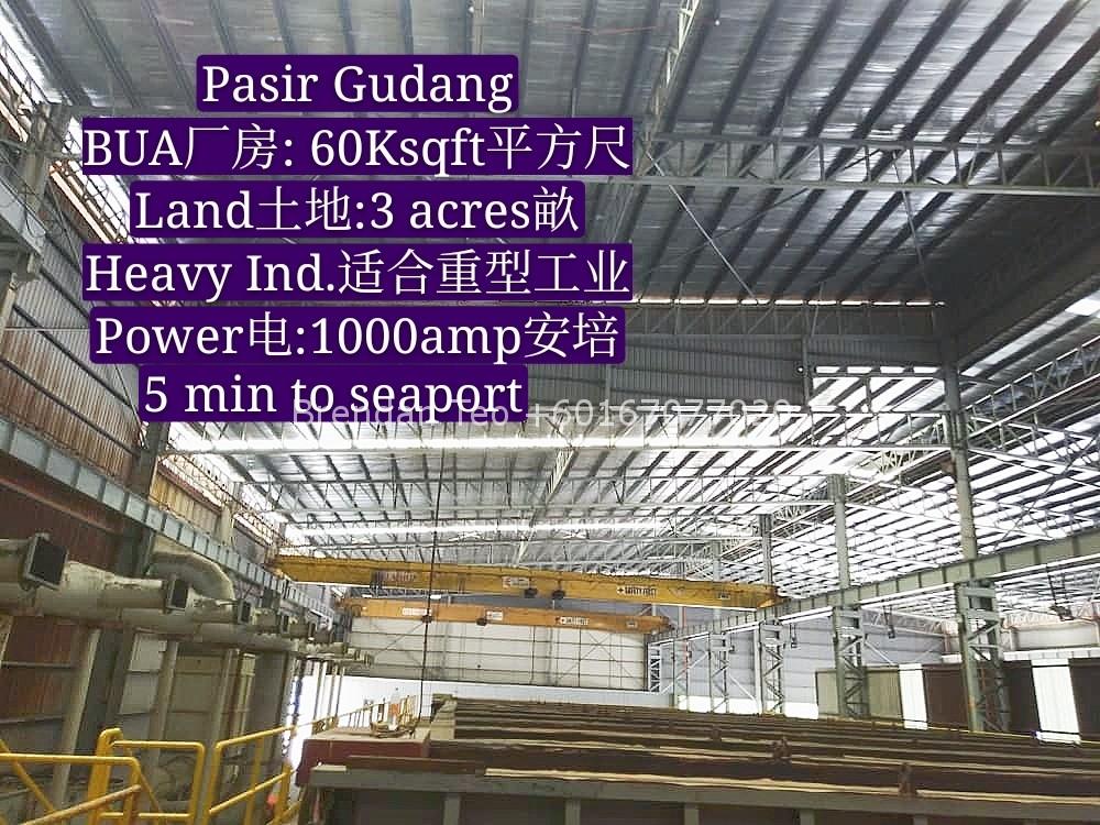 Johor Factory Malaysia Industry IMG-20200630-WA0058_mh1594190282189 Pasir Gudang Detached Factory with Overhead Crane and 1000 amp For Sell(BT-PTR46)  